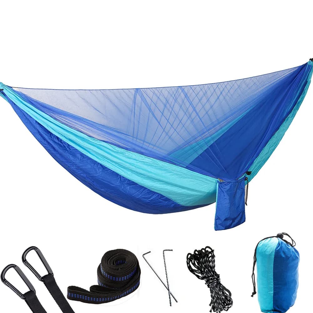 Portable nylon travel hammocks with custom logo with bed mesh tree straps Transport bag for outdoor excursions in the courtyard on the beach