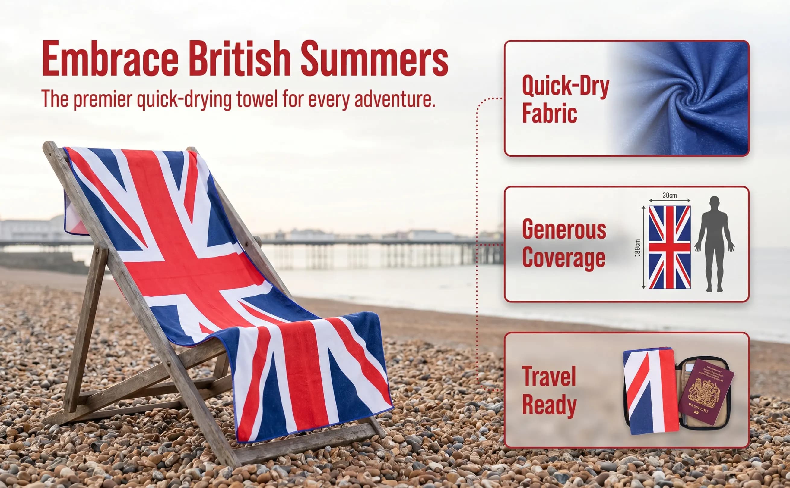 Union Flag Beach Towel Large Quick-Drying Superfine Fiber Towel for Beach Pool Camping Travel Vacation Bath Comfortable