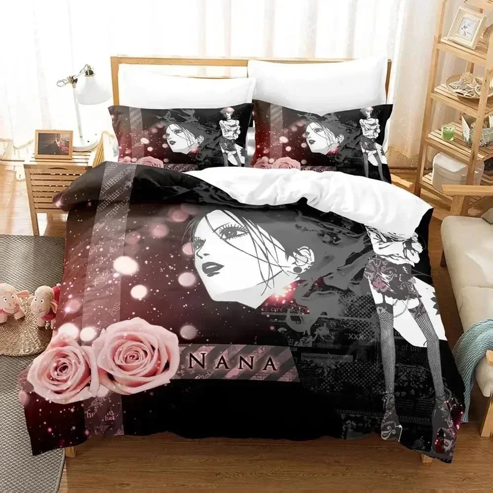 Anime NANA Black Stones Printed Bed Set Duvet Cover Pillowcase Bedding Set Bed Linen Sheet Quilt Cover Full Queen King Size