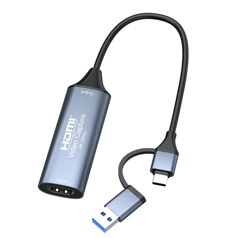 Scheda di acquisizione video USB C 4K 2 in 1 Tipo C USB 3.0/2.0 Adattatore di registrazione Grabber 1080P 60fps Registrazione audio video da HDMI a USB/USB C