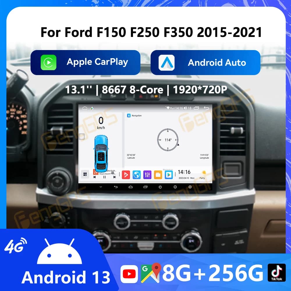 13.1 Inch For Ford F150 F250 F350 2015-2021 Android 13 8-Core Car Multimedia Player Stereo Receiver Radio GPS 4G WIFI Carplay BT