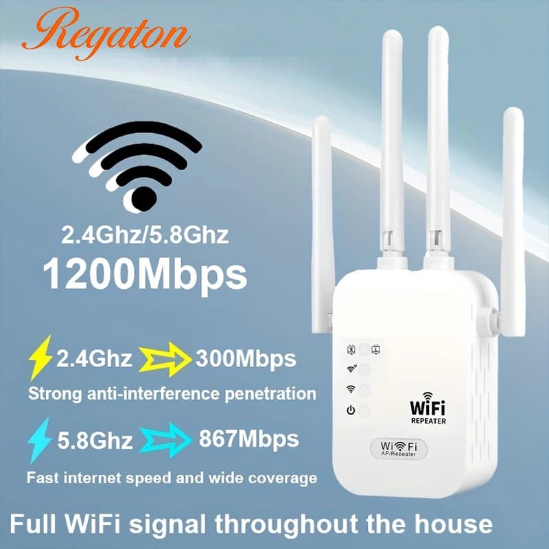 Ripetitore WiFi Wireless 1200Mbps, Amplificatore di Segnale WiFi Dual-Band 2.4G 5G, Estensore WiFi 802.11ac Gigabit, Router WPS