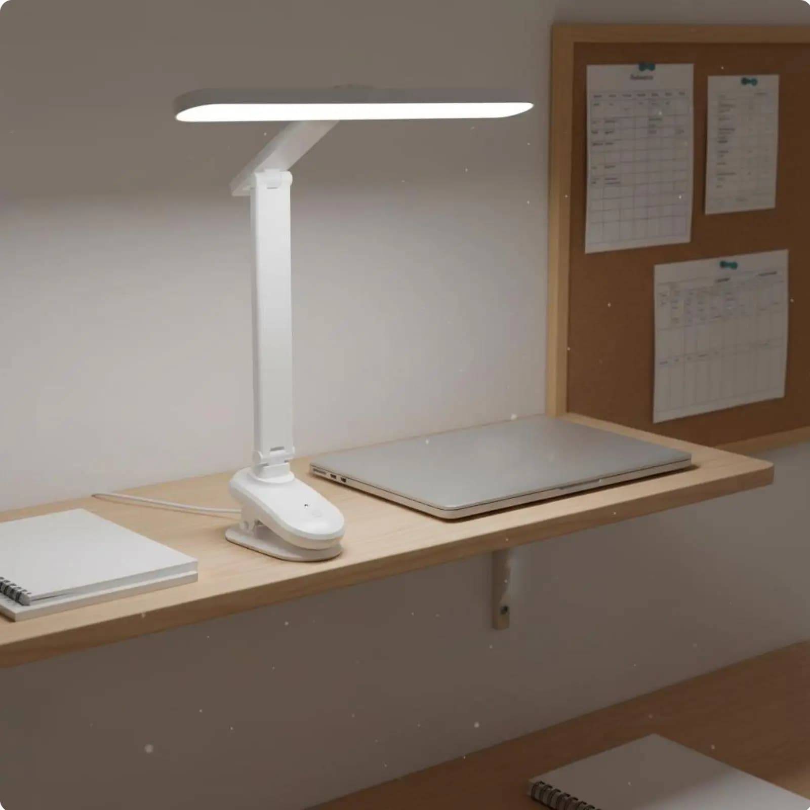 LED desk lamp with adjustable arm, eye-friendly, flicker-free light.