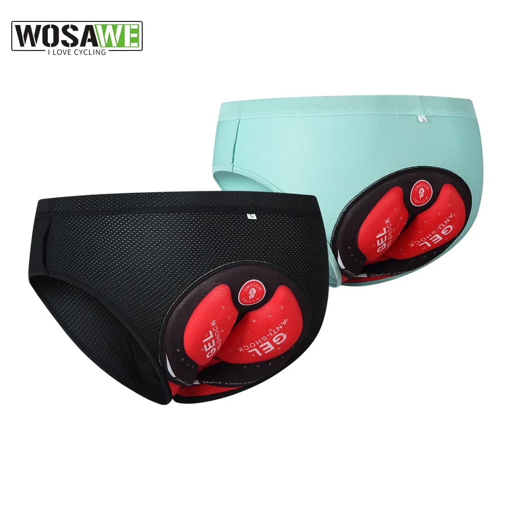 WOSAWE Men's Cycling Shorts MTB Road Bike Riding Intimate Gel 3D Padded Triangle Shorts Breathable Waist Men's Briefs