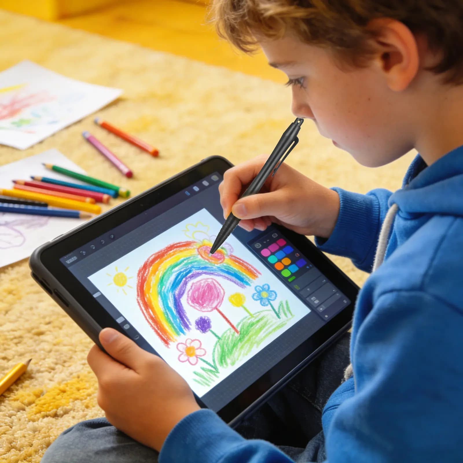 Penna stilo resistente ai graffi con touchscreen resistivo, 3 pezzi, con corda a molla anti-smarrimento, per disegno e schizzi su cellulare, tablet, laptop