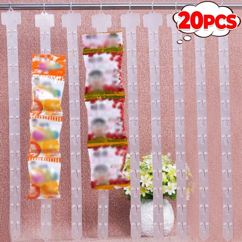 20/1 pz plastica snack striscia appesa trasparente universale display per alimenti gancio display gancio mercati casa merchandising clip striscia