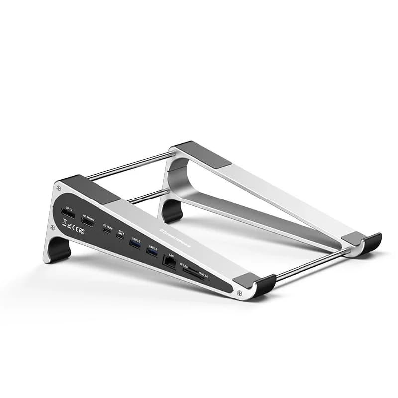 Supporto per Laptop con Lettore di Schede SD/TF 4K 60Hz HD, USB 3.0 5Gbps, Caricatore PD 100W, Hub Type-C e Docking Station