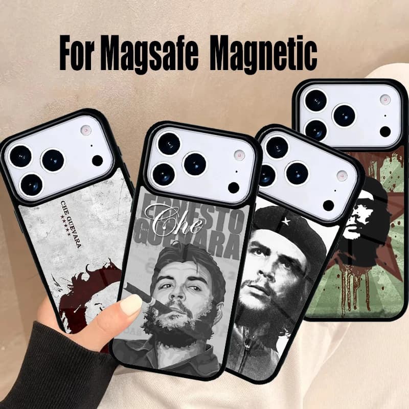 Cover per iPhone con Che Guevara che fuma un sigaro, compatibile con iPhone 17 Air 16e 15 14 13 12 11 Pro Max Plus, custodia magnetica wireless Magsafe