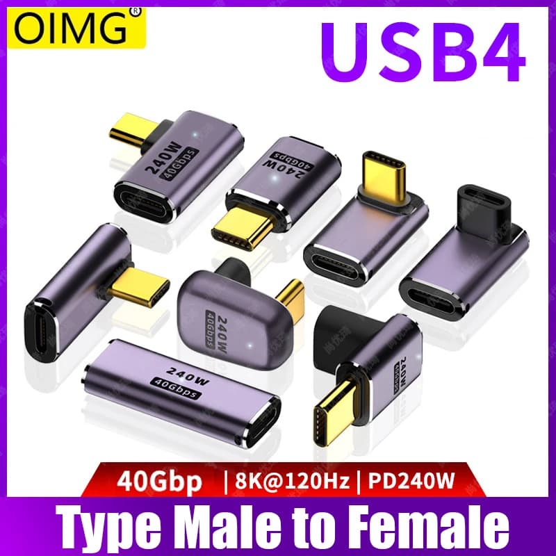 5A 240W USB4 OTG Type C to C Thunderbolt 4 Extension Cable L Style Male to Female to Phone Laptop PC 40Gbps