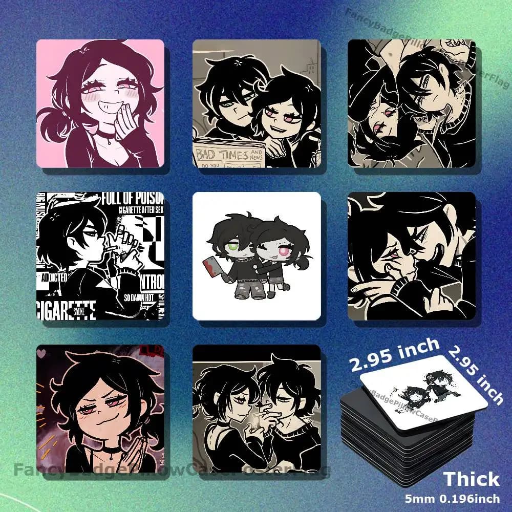 The C-Coffin Of Andy And Leyley Acrylic Refrigerator Magnets Square Tiles with Magnetic Sheets for Home Decoration