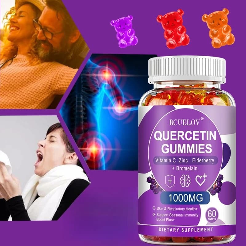 Caramelle gommose Quercetin - con bromelina vitamina C e zinco e sambuco, supporto immunitario, salute cardiaca e funzione cognitiva