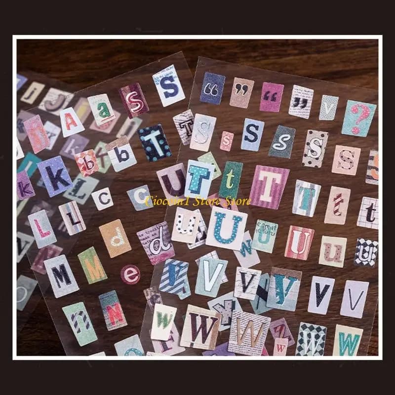 Adesivo decorativo per journaling con lettere e numeri A3PC per l'inserimento nel journal notebook