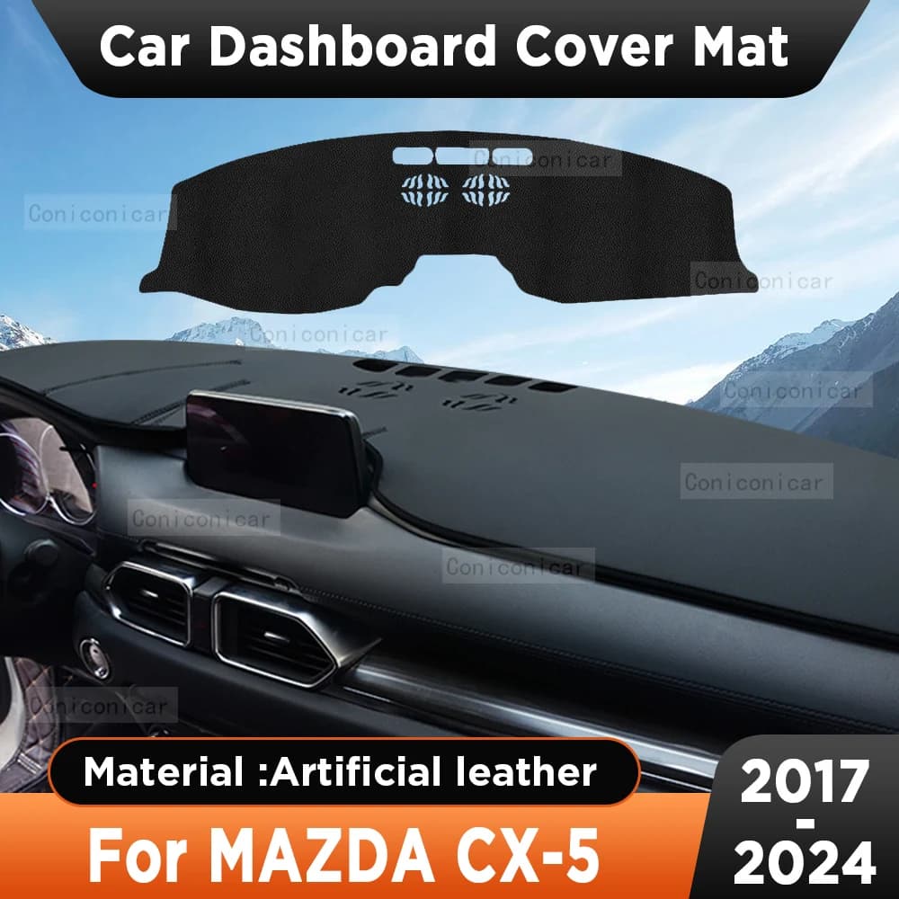 Car Dashboard Sun Shade Cover Instrument Desk Non-slip Artificial Leather Pad Mat For MAZDA CX-5 2017-2024 Accessories