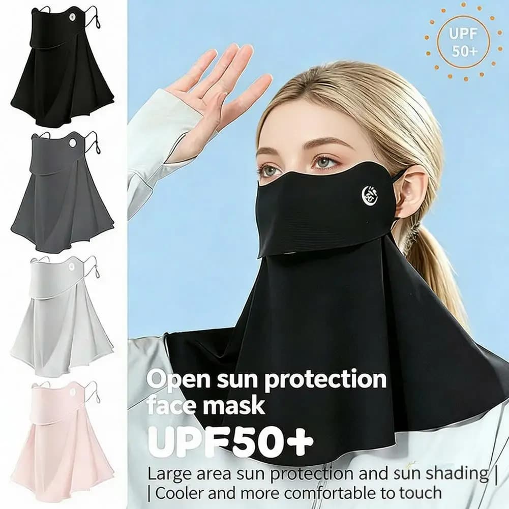 Women's Summer Ice Silk Sun Protection Mask - UPF50+ Anti-UV Balaclava Scarf for Outdoor Cycling Hiking, 360° Face Neck Cover