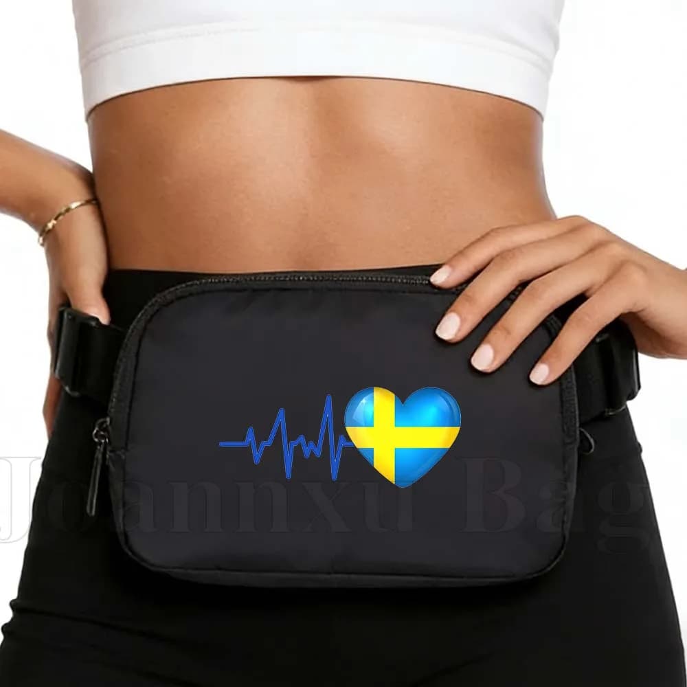 Waterproof HEARTBEAT SWEDEN FLAG for Running, Cycling, Gym, Jogging, Door Phone, Wallet, Women's