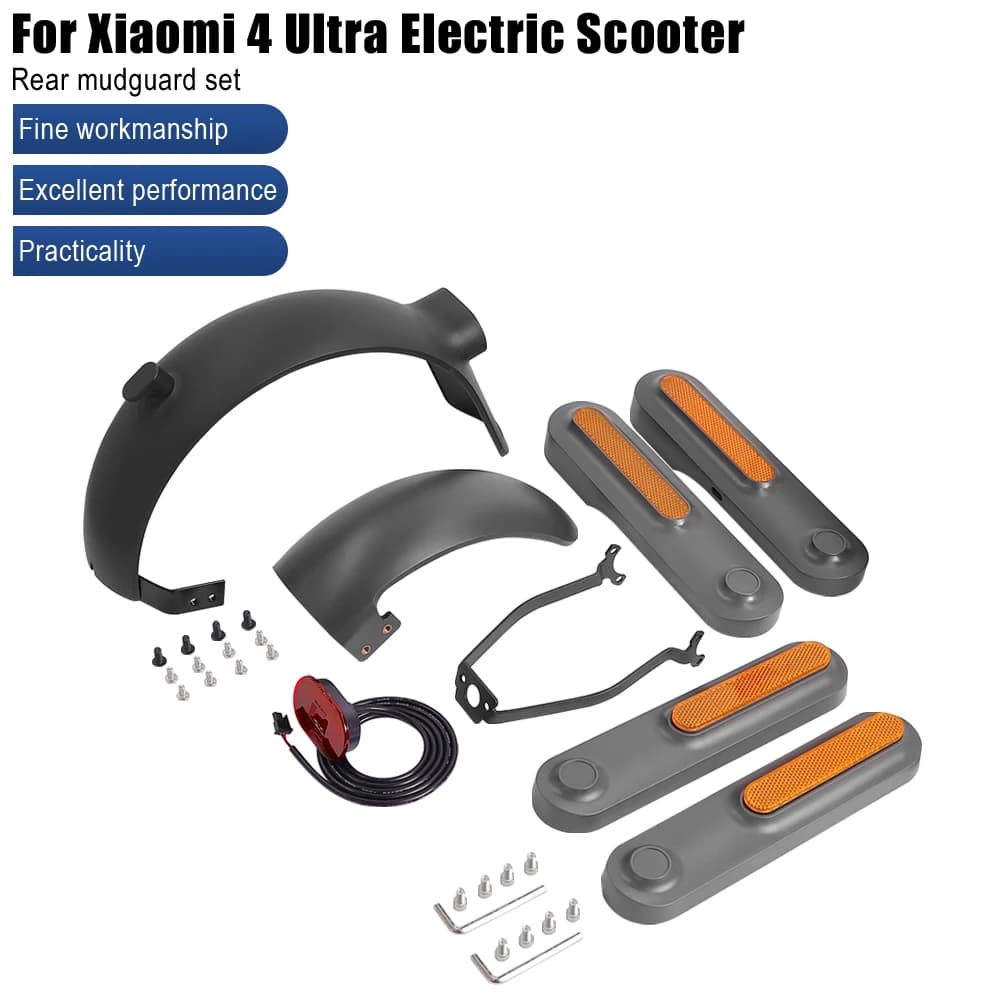 Front Fender Mudguard Support Bracket for Xiaomi 4 Ultra Electric Scooter Taillight with Reflective Strips Side Shell Parts