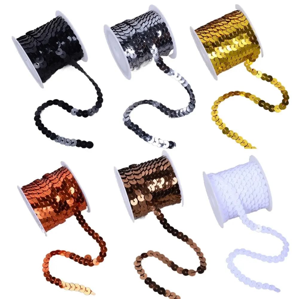 Paillettes colorate 5M finiture Paillettes sciolte da 6 mm Paillettes rotonde lucide piatte in PVC Artigianato Accessorio in tessuto/Borse/Vestito