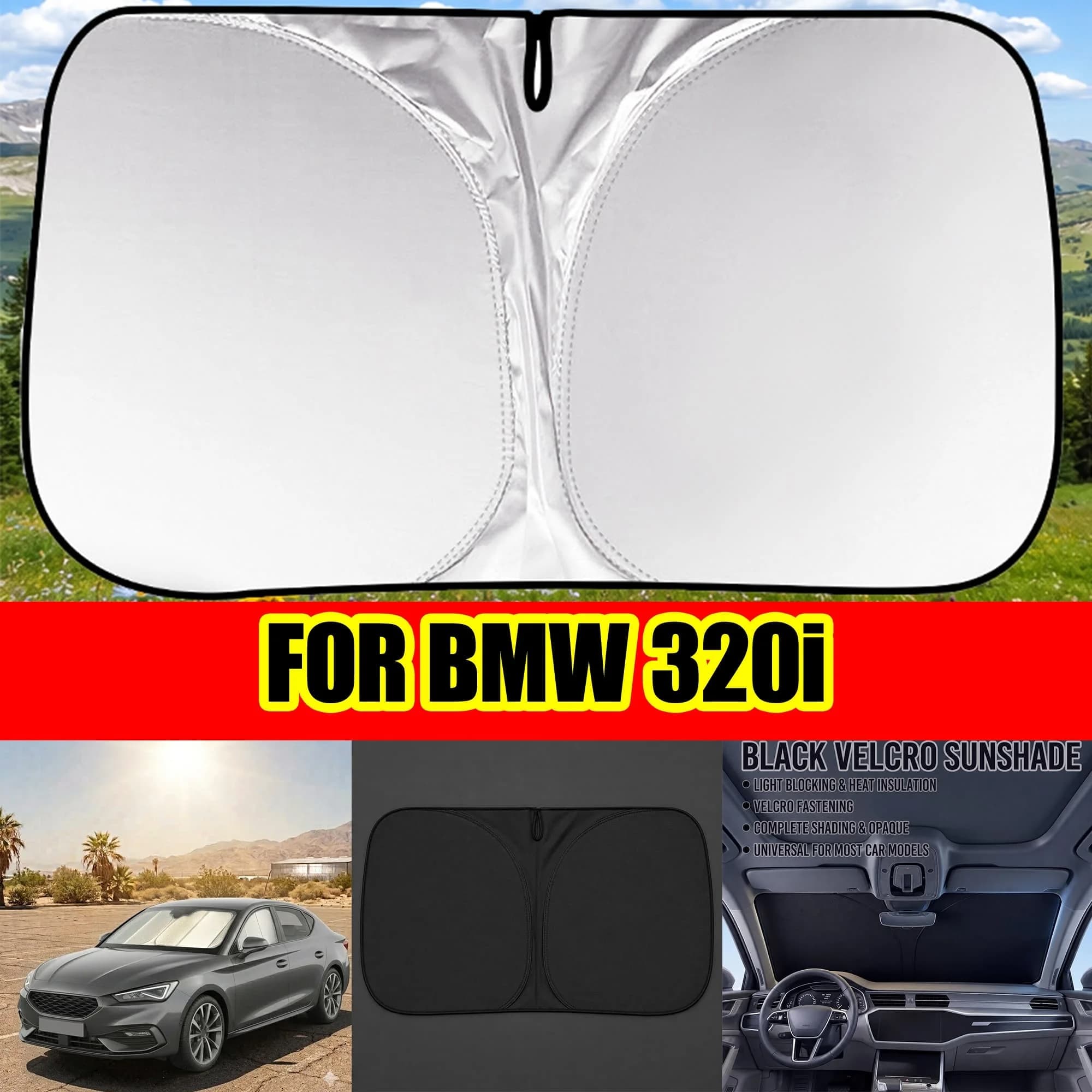 FOR BMW 320i Windshield Sunshade With Titanium Silver Coating, UV Protection & Heat Block