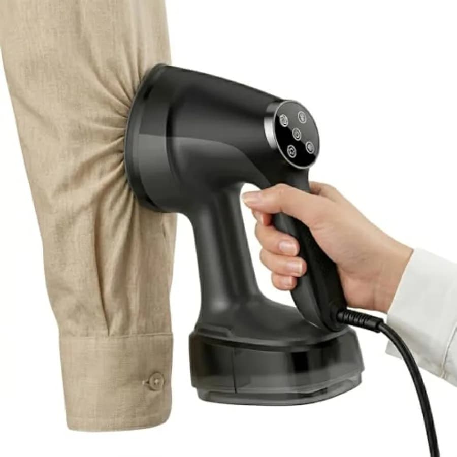 Ferro da Stiro a Vapore Portatile 2-in-1 da 1200W per Viaggi, Casa e Ufficio, Riscaldamento Rapido, Solo Nero, Solo per 120V