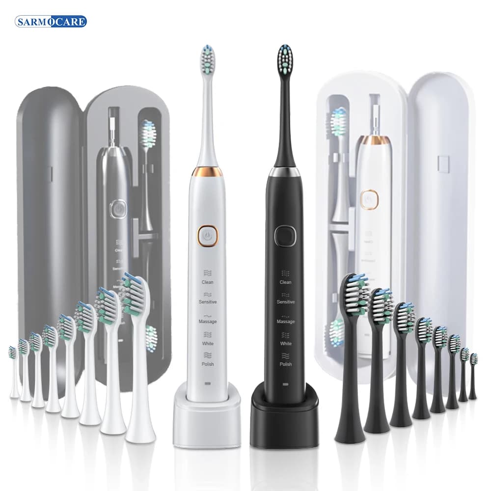 Sonic electric toothbrush 8 heads Smart ultrasound teeth whitening toothbrush for adults rechargeable Sarmocare S100