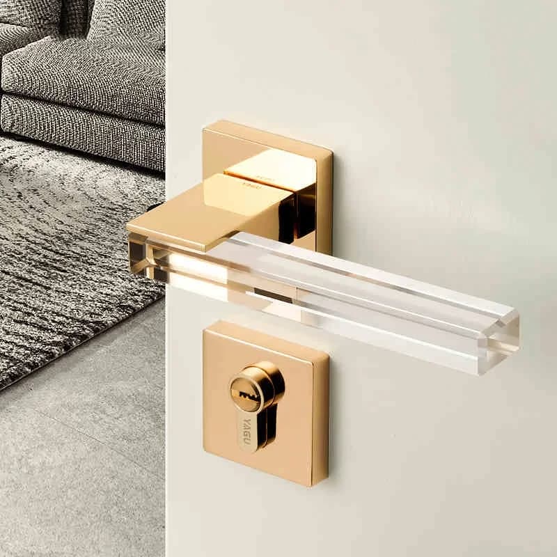 Vendita calda moderna cristallo muto serratura della porta della stanza maniglia moda interna serratura della porta serratura del cancello hardware per mobili serratura d'ingresso con chiave