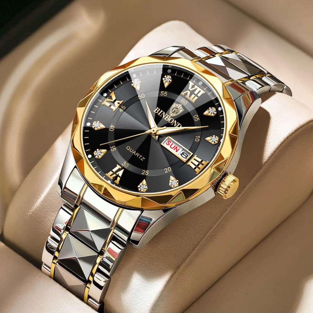 BINBOND B2521 Orologio da uomo al quarzo impermeabile in acciaio inossidabile 2026 Orologio da uomo con data settimanale di lusso delle migliori marche