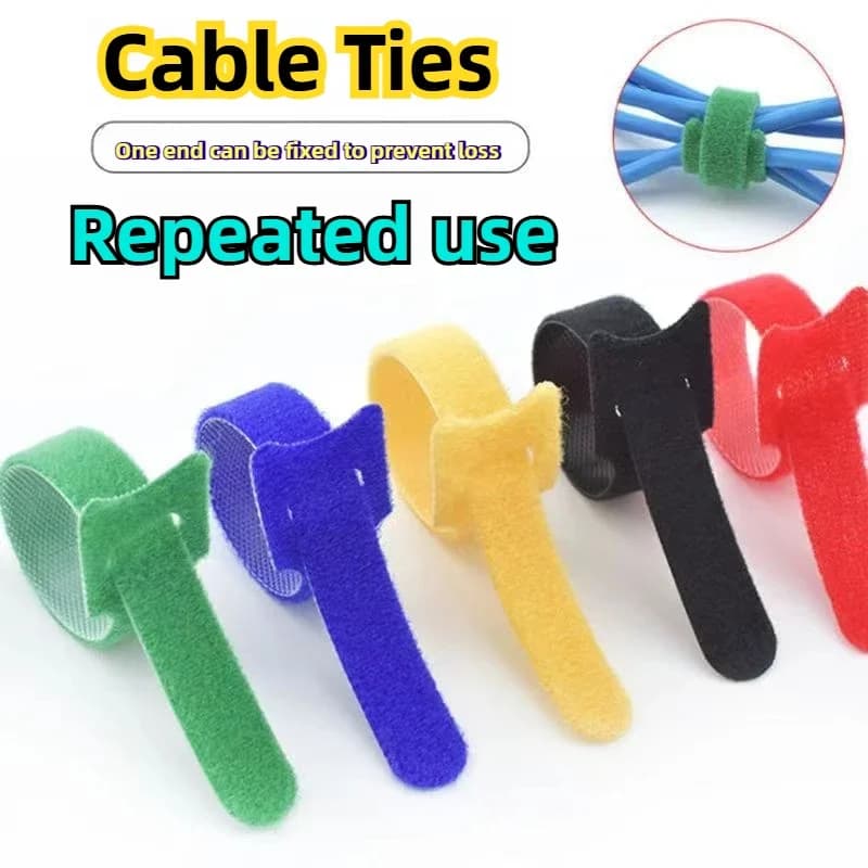 Fascette per cavi riutilizzabili con gancio e anello da 1/50 pezzi Cinghie di fissaggio da 20 cm Organizzatori di cavi multiuso per computer/TV/dispositivi elettronici