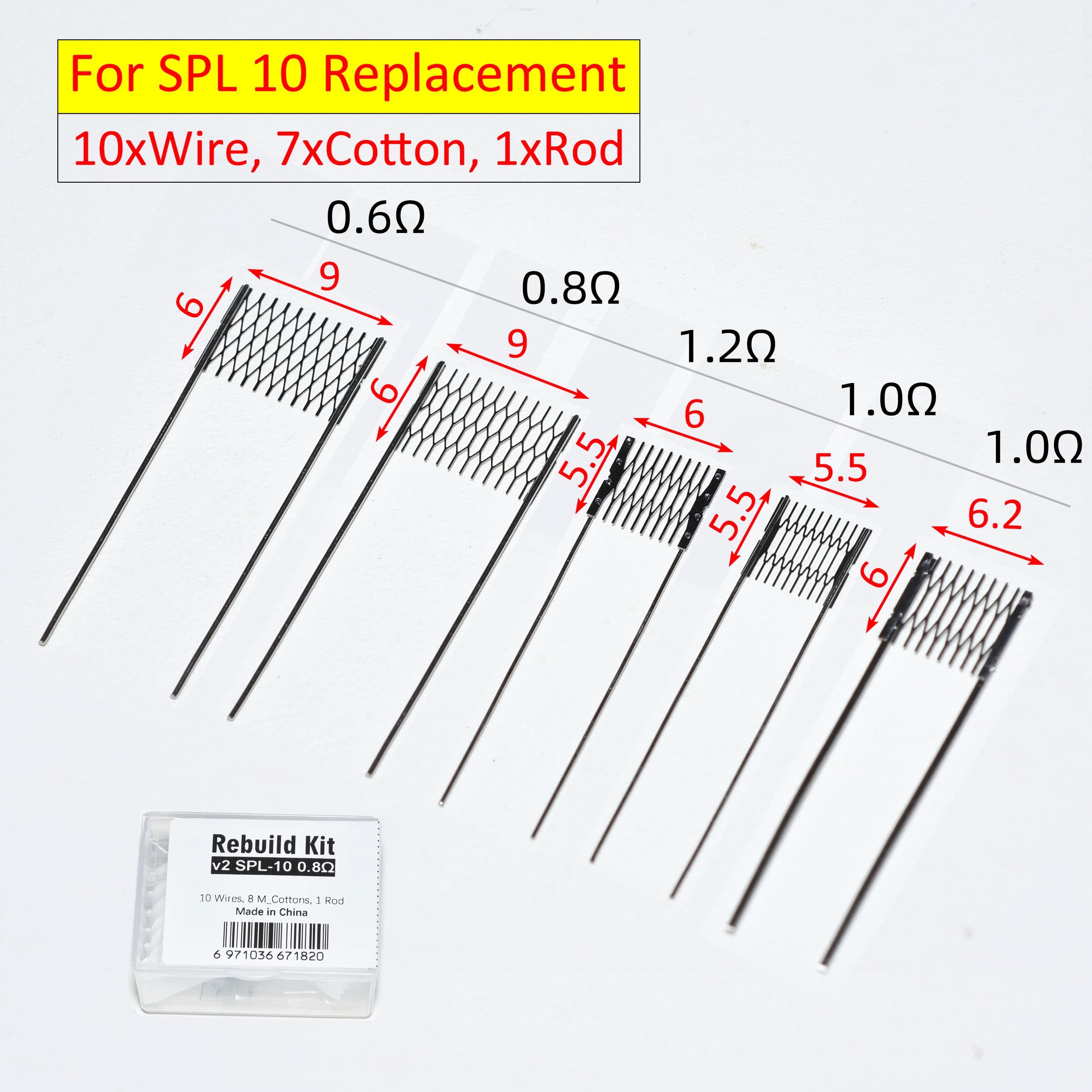 5 Tipo SPL 10 Cavo di resistenza 1.0/1.2/0.6/0.8ohm Kit Parti accessorie per strumenti di riparazione