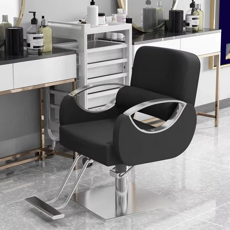 【Popolare】 Sedia da Barbiere Moderna Girevole a 360 Gradi in Acciaio Inossidabile, Design Rosso Sollevabile con Poggiapiedi Regolabile, per Uso Commerciale e Palestra