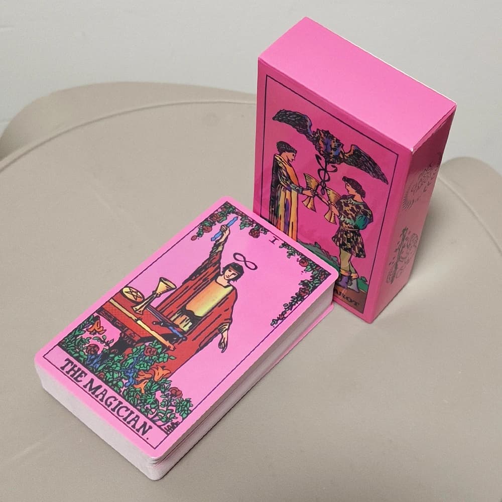 Mazzo di Tarocchi Rosa Neon - 78 Carte Classiche Rider-Waite Smith 10,3*6cm Design Vibrante e Psichedelico