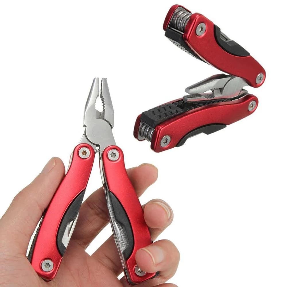 Attrezzatura da campeggio Sopravvivenza all'aperto Acciaio inossidabile 9 in 1 Pinza multiutensile portatile Accessori da campeggio portatili
