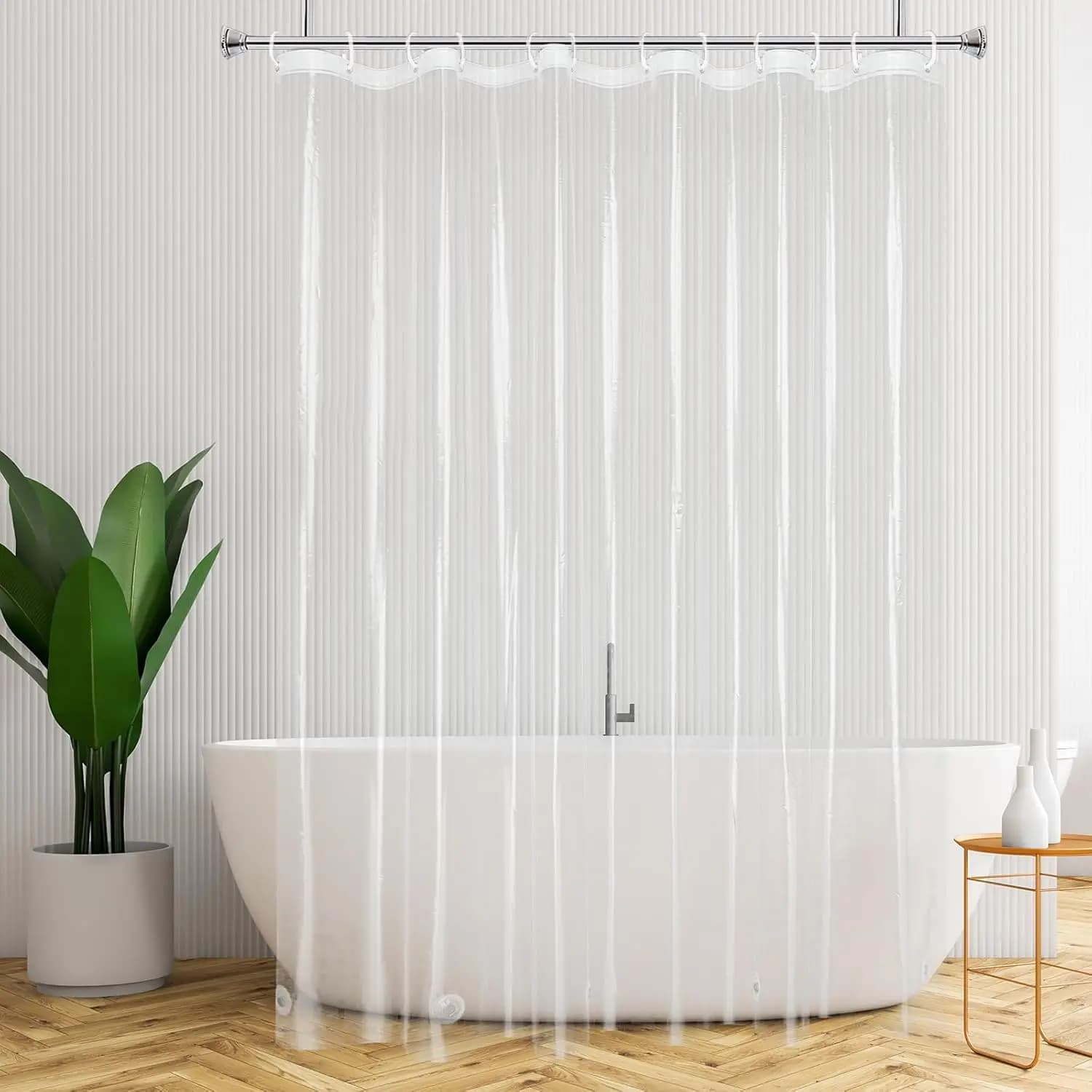 Telo Doccia Extra Lungo in Plastica Trasparente, 72x84, Leggero in EVA con Occhielli Antiruggine e Magneti