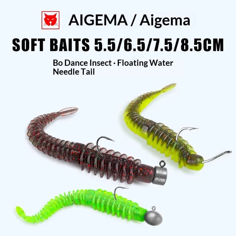 Stream Fishing Lures 5.5/6.5cm 0.7/1.1g 10pcs – High Elastic TPE Reverse Threaded Baits with Attractant