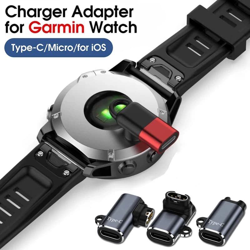 Adattatore Caricabatterie Tipo C/iOS/Micro USB per Garmin Fenix 7/7S/7X/6/6S/6X Forerunner 745 955 945, Cavo di Ricarica per Smartwatch