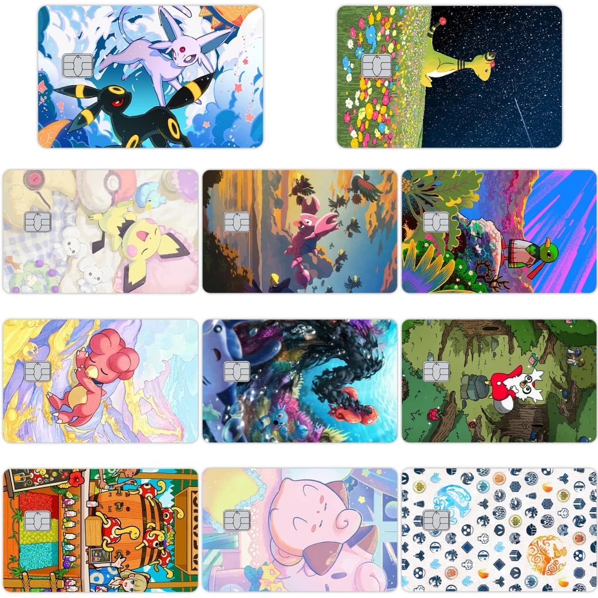 Adesivi per Carte di Credito e Debito con Personaggi di Pocket Monsters, Eevee e Charizard, Pellicola Decorativa per Carte, Regali