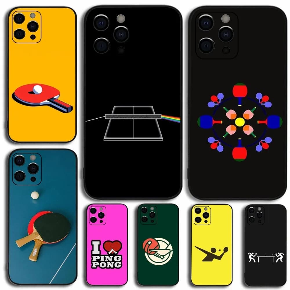 Ping Pong Phone Case for Ping Pong Rack for Apple iPhone 15,14,13,12,11,Pro,X,XS,Max,XR,Plus,Mini Soft Cover Black
