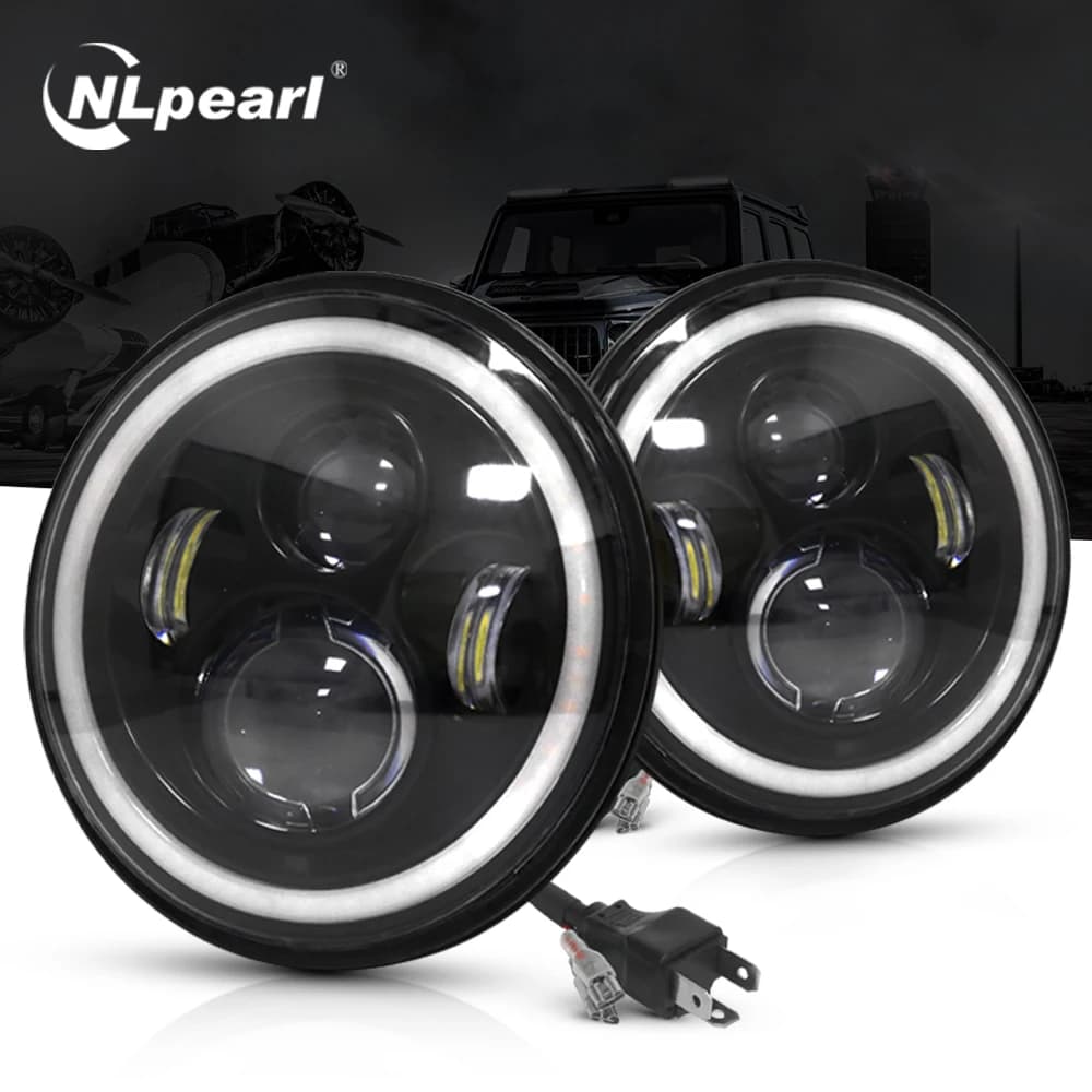 Lampadine per fari a LED 7 pollici rotonde per fari a LED per moto Occhi angolari 12V 24V Indicatori di direzione per Lada Niva Urban Offroad 4x4