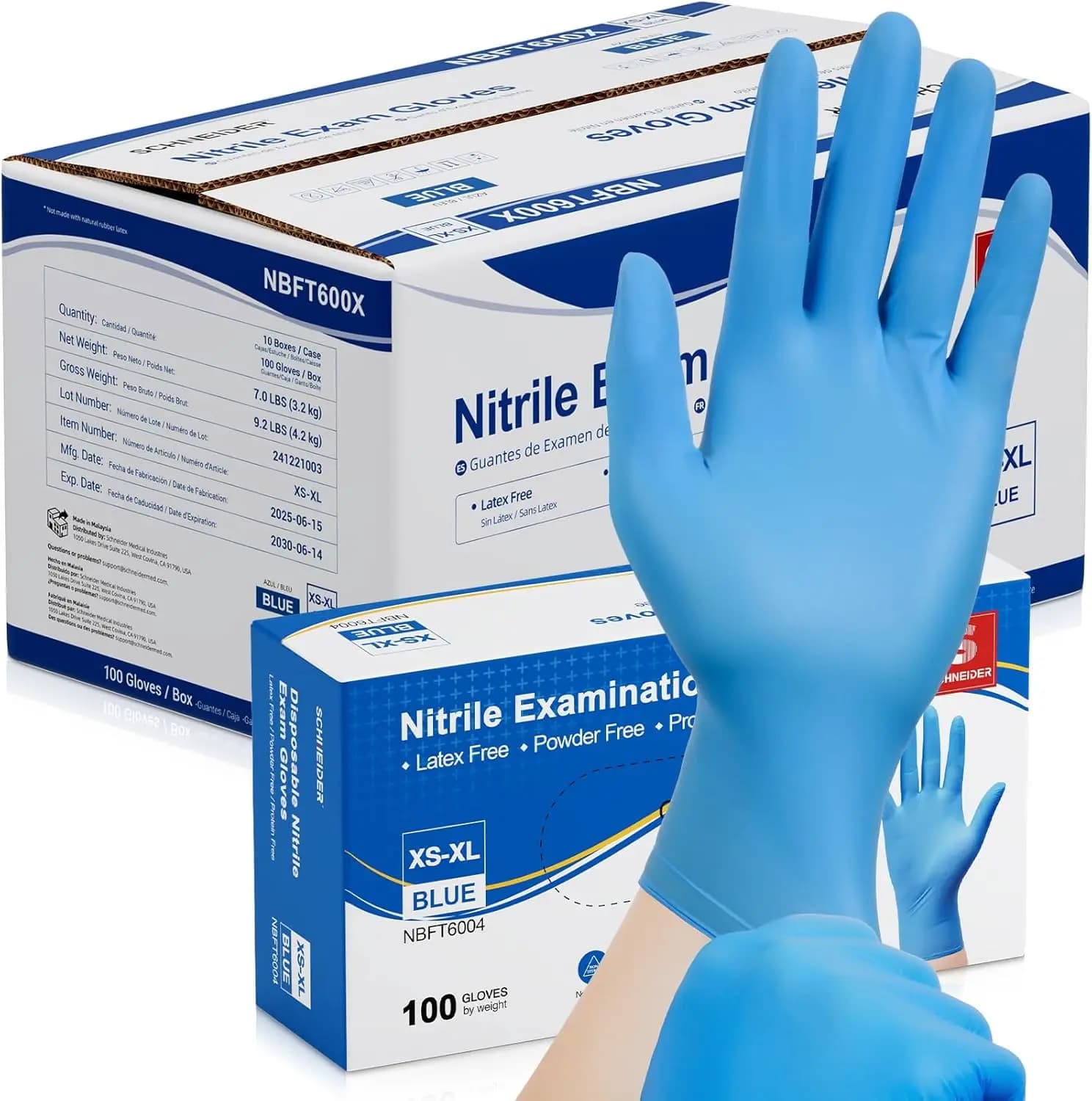 Guanti in Nitrile Monouso per Pulizia, Cucina e Preparazione Alimenti, Senza Lattice