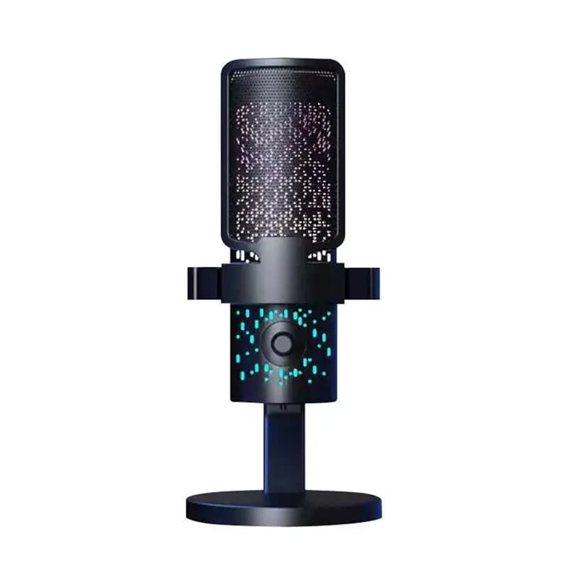 JABS-RGB game microphone with touch-mute button, USB interface for PC, for recording, noise deletion, headphone output for streaming