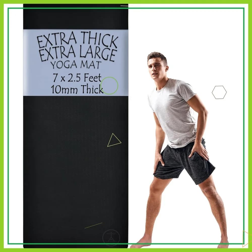 Tappetino Yoga Extra Spesso 10mm, 213x76cm Grande Tappetino per Esercizi a Casa, Antiscivolo, Ammortizzazione Articolare