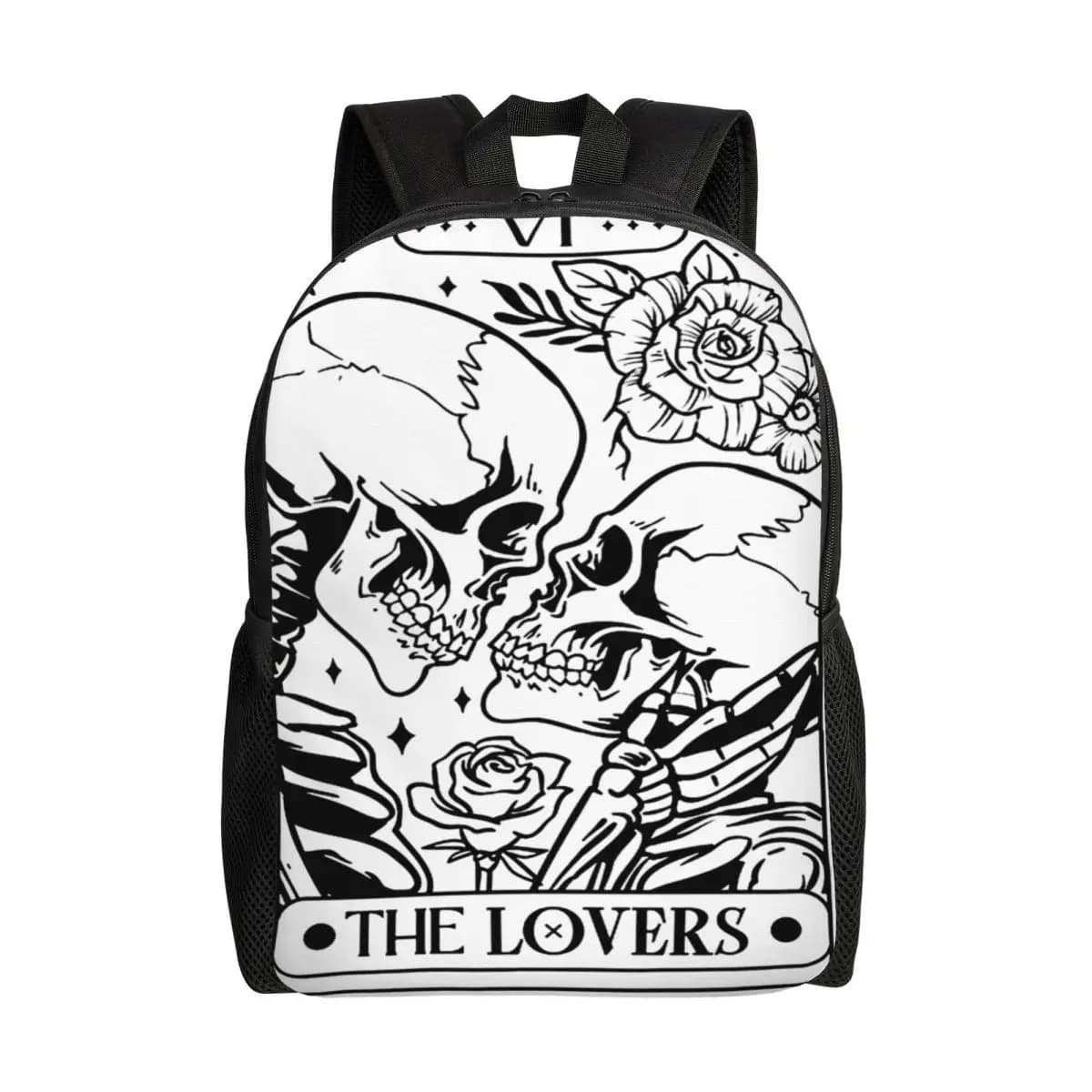 Zaino per laptop personalizzato The Lover Tarot Card Skeleton Lovers Bookbag per studenti universitari della scuola Borsa per San Valentino