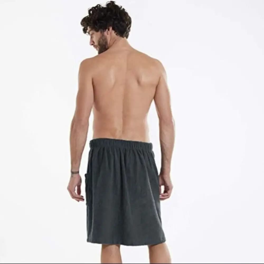 Soft Men Wearable Bath Towel Adjustable Fastener with Pocket Shower Wrap Robe Absorbent Comfortable Beach Towel Wrap Sauna