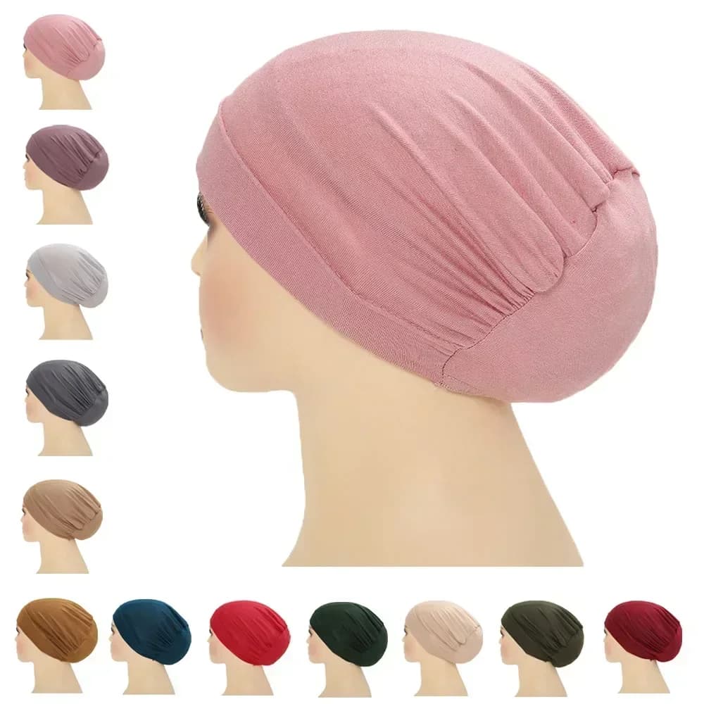 New Soft Muslim Stretch Turban Hat Inner Hijab Caps Islamic Underscarf Bonnet Hats Female Beanie Headwrap Turbante Mujer