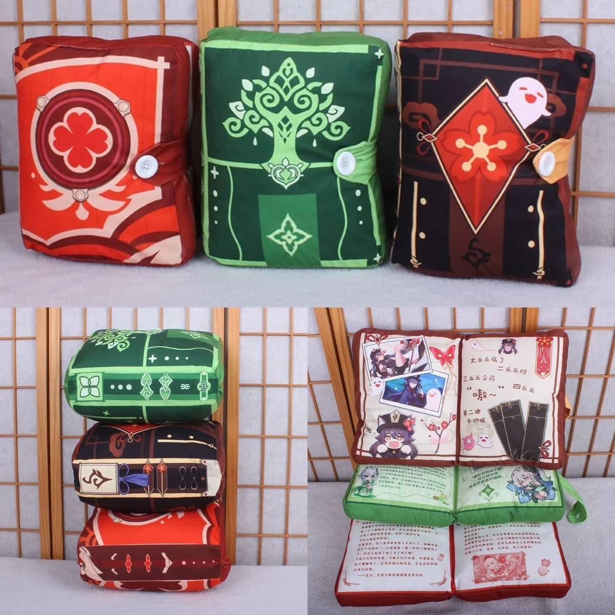 Genshin Impact Pillow Klee periferiche Plushies pieghevole Magic Book Pillow Dolls Cartoon Openable Cushion peluche ripiene