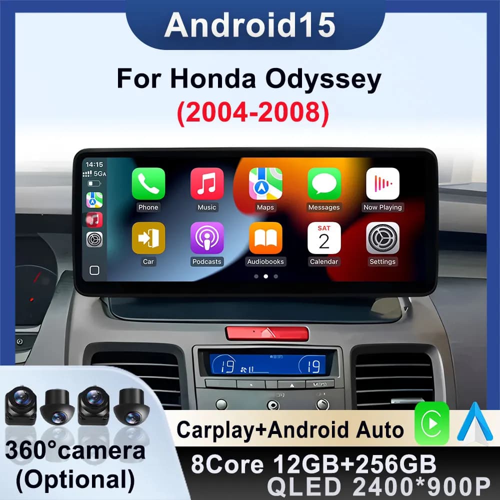Android 15 Per Honda Odyssey 2004 - 2008 Auto Video Stereo Carplay Auto WIFI Radio BT Lettore Video Multimediale di Navigazione GPS