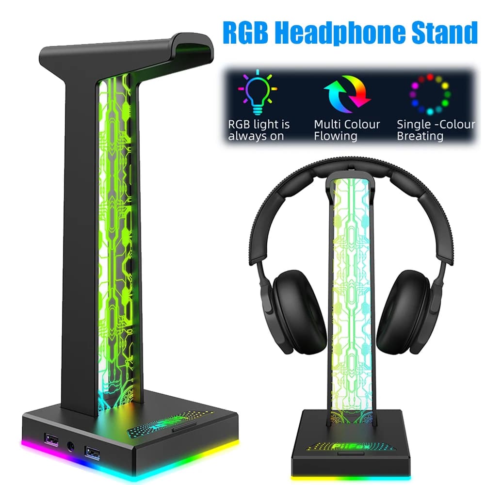 Support for RGB headphones with 2 ports for USB Rack charger for PUBG Computer Gamer headphones