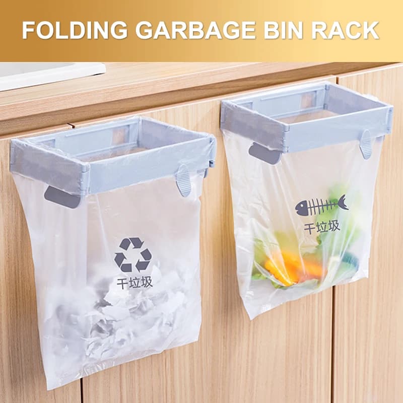 Cestino Pieghevole con Porta Sacchetti in Plastica per Cucina e Bagno