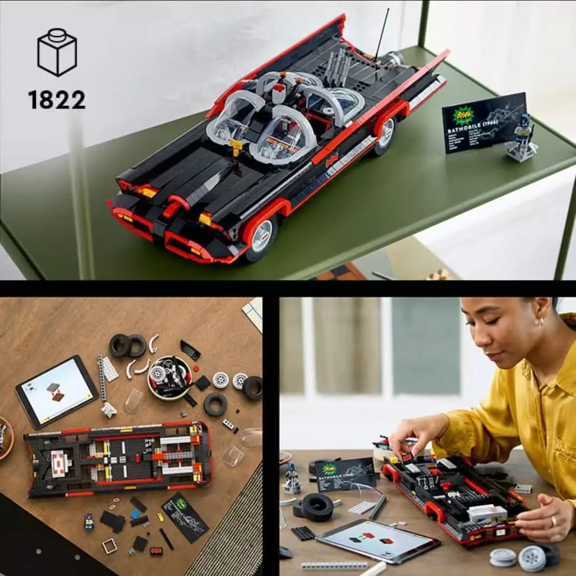 NUOVO kit fai-da-te da 1822 pezzi, serie TV classica Bat: Batmobile, puzzle da costruire, giocattolo regalo, compatibile con LEGO
