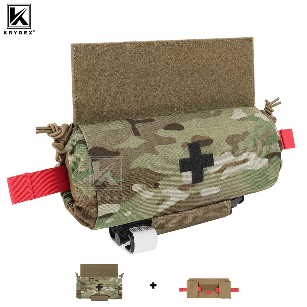 Borsa Medica Tattica Arrotolabile KRYDEX, Kit di Pronto Soccorso Staccabile, Borsa di Emergenza EDC per Viaggi e Escursioni all'Aperto