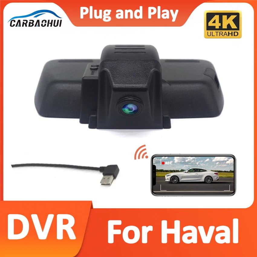 Videoregistratore per auto DVR 4K 2160p Plug and play Dash Cam Camera UHD per HAVAL F7 / F7x 2019-2023 Alimentazione da USB Wireless DashCam
